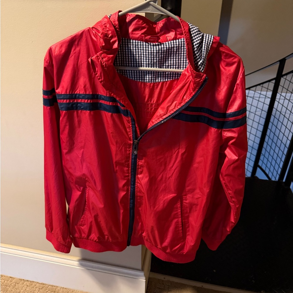 Ferrari Logo Red Windbreaker Jacket With Removable Lined Hood